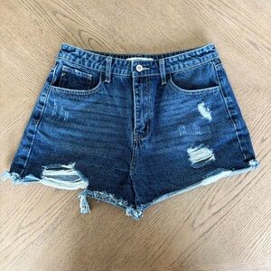 KanCan Medium Wash Ripped Jean Shorts